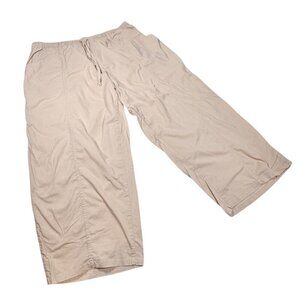 Only Necessities Cotton Wide Leg Pants Sz.26W/4XL Beige Elastic Waist Pockets